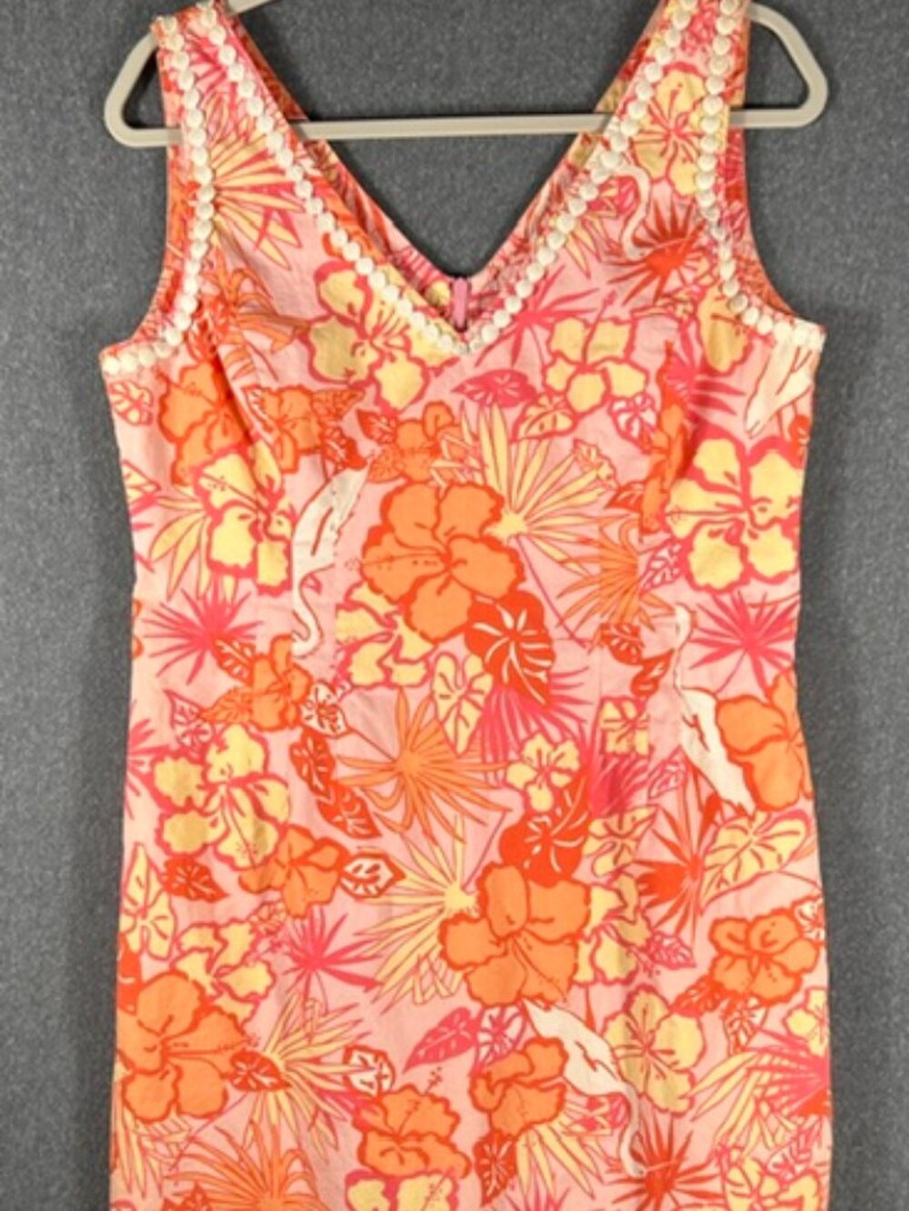 Lilly Pulitzer Tank Shift Dress Womens Sz 10 Heronthere Floral V-Neck Mid Length